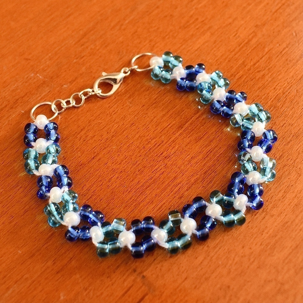 Sapphire and Aqua Beaded Bracelet